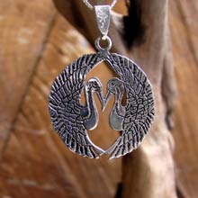 Amulets and Charms - Japanese Cranes Pendant Silver - Click here for more info