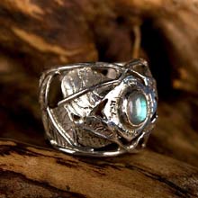 Amulets and Charms - Inlaid Buddhi ring silver - Click here for more info