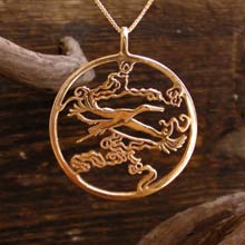 Amulets and Charms - Japanese Stork Pendant Gold - Click here for more info