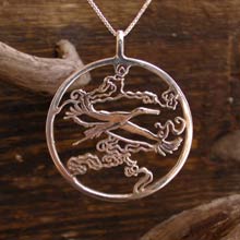 Amulets and Charms -  Japanese Stork Pendant Silver - Click here for more info