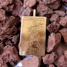 Amulets and Charms - Tarot Fool Card Pendant Gold - Click here for more info
